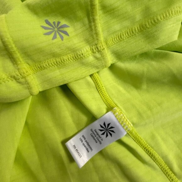Athleta Womens Neon Yellow Quarter Zip Pullover Performance Top Small Stretch - Picture 4 of 8